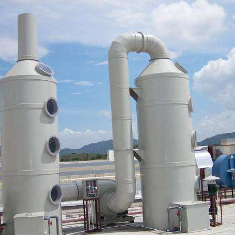  廢氣處理設備--噴淋塔具有多種型號，材質由PP塑料或不銹鋼組成，常用于酸堿廢氣和臭氣凈化處理，是目前常見的一種高性價比的廢氣處理設備。